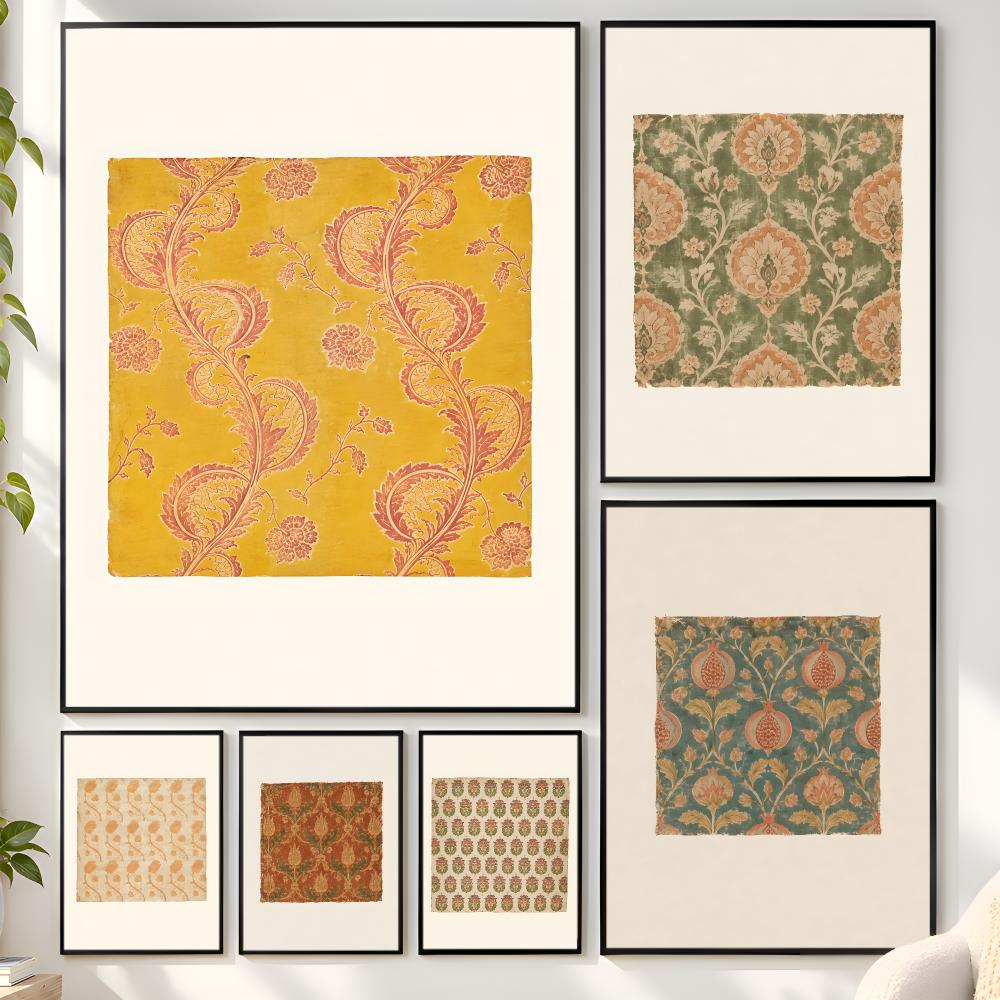 Vintage Collectible Posters - Vintage Botanical Floral Textile Collection Poster