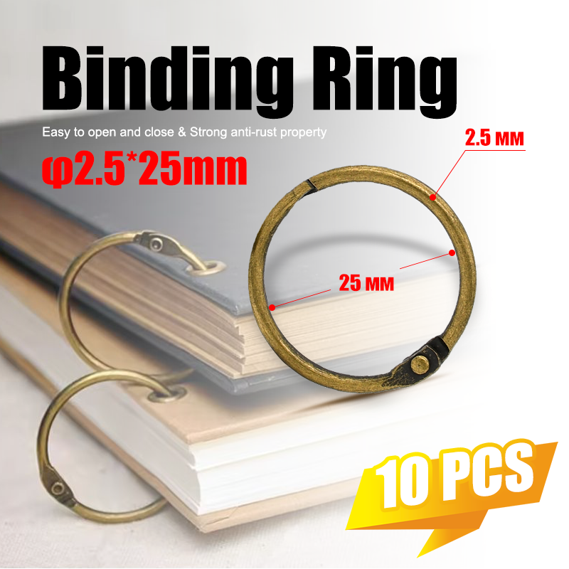 Vintage Collectible Books - 10Pcs Vintage Brass 25mm Binder Rings